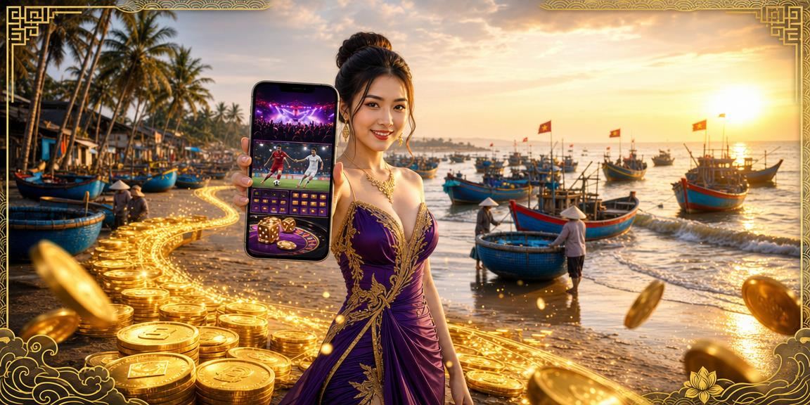 Người dùng Mũi Né theo dõi kèo trận đấu trên điện thoại tại bãi biển