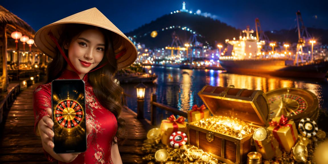 Người dùng Vũng Tàu chơi Roulette trực tuyến trên điện thoại với nón lá truyền thống